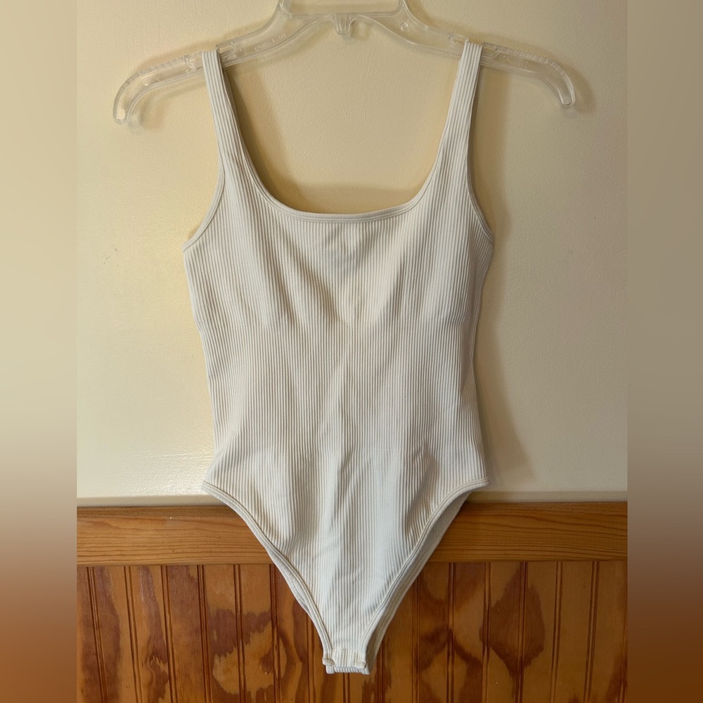 Off White Ribbed Stretch Bodysuit